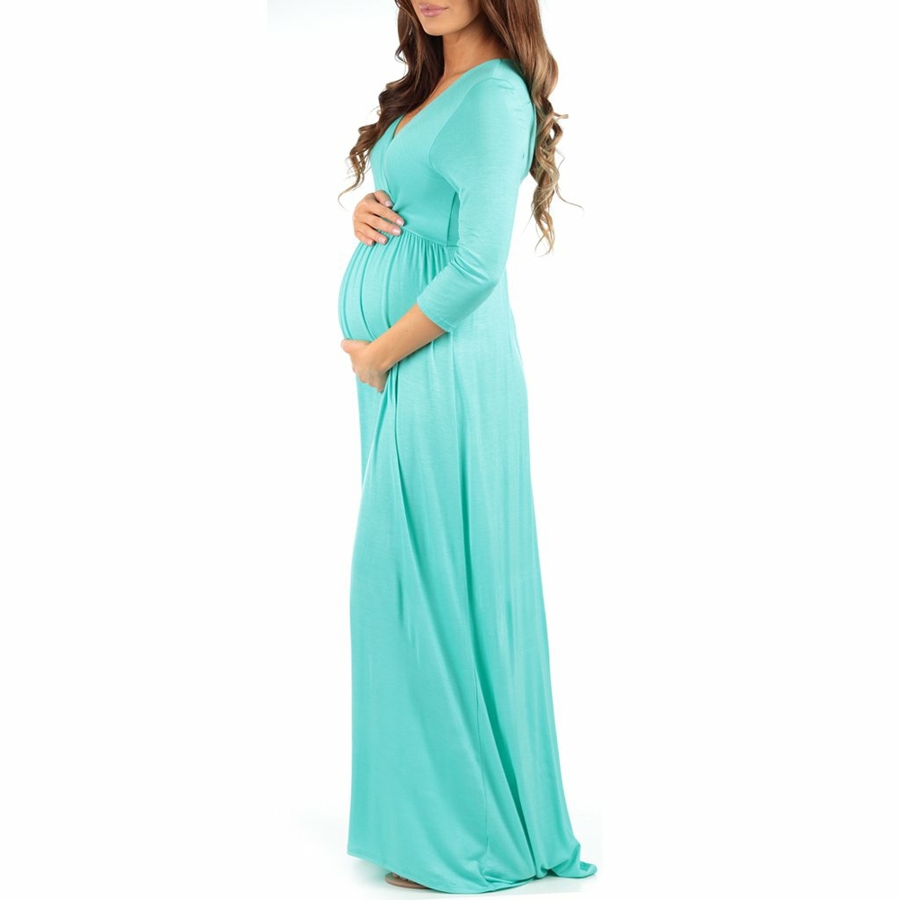 Mother Bee Maternity Wrap Ruched Dress - Picture 3 of 6
